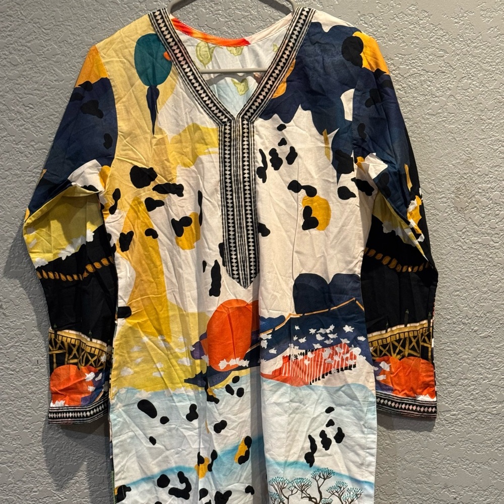 Colorful Abstract Long Sleeve Dress